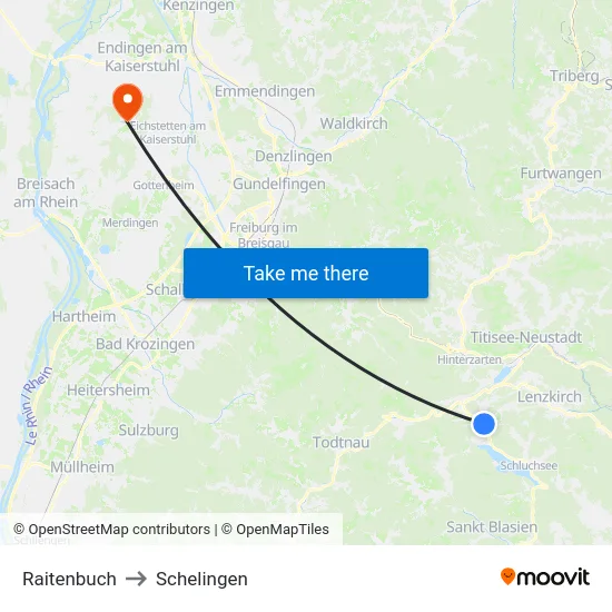Raitenbuch to Schelingen map