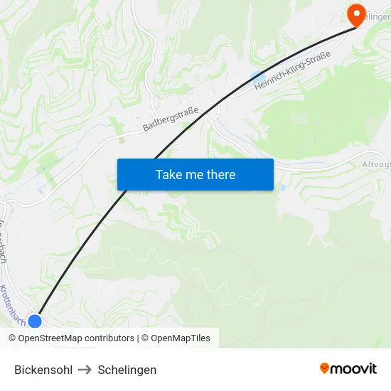 Bickensohl to Schelingen map