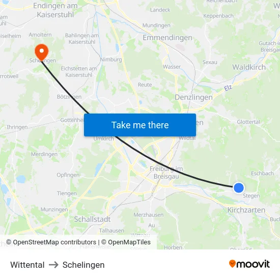 Wittental to Schelingen map