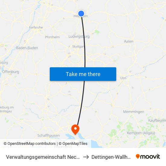 Verwaltungsgemeinschaft Neckarsulm to Dettingen-Wallhausen map