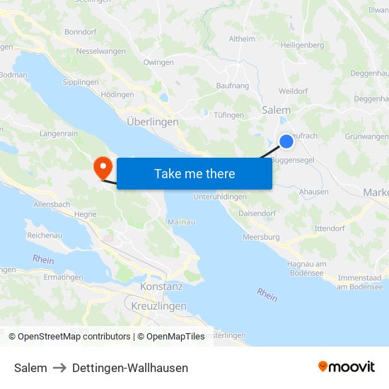 Salem to Dettingen-Wallhausen map