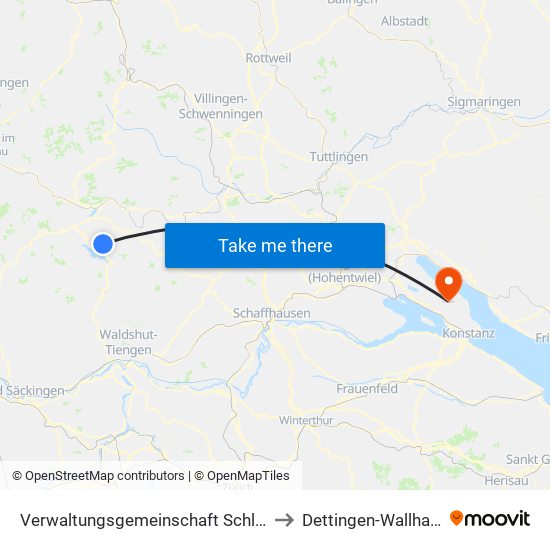 Verwaltungsgemeinschaft Schluchsee to Dettingen-Wallhausen map