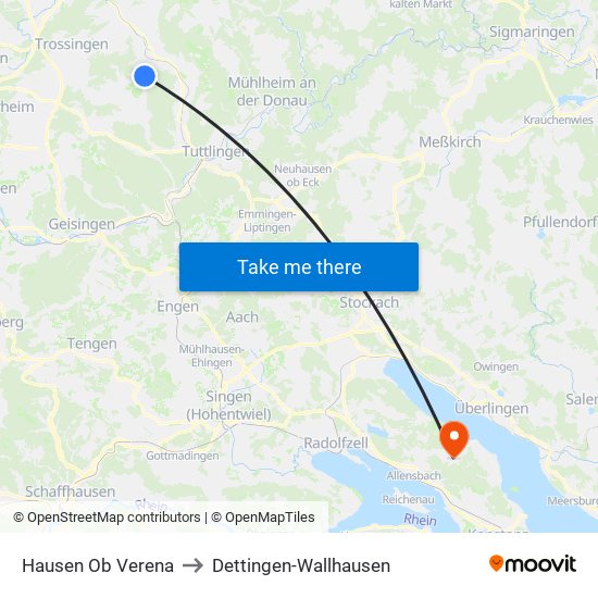 Hausen Ob Verena to Dettingen-Wallhausen map