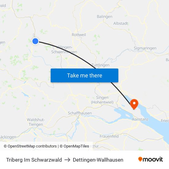 Triberg Im Schwarzwald to Dettingen-Wallhausen map