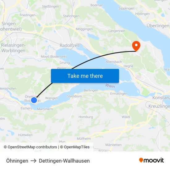Öhningen to Dettingen-Wallhausen map