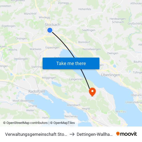 Verwaltungsgemeinschaft Stockach to Dettingen-Wallhausen map