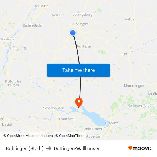 Böblingen (Stadt) to Dettingen-Wallhausen map