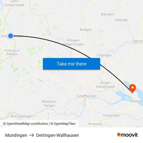 Mundingen to Dettingen-Wallhausen map