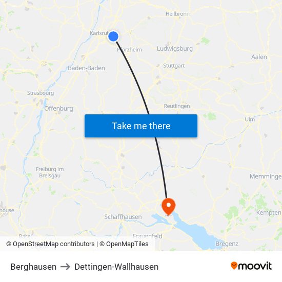 Berghausen to Dettingen-Wallhausen map