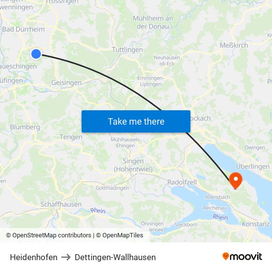 Heidenhofen to Dettingen-Wallhausen map