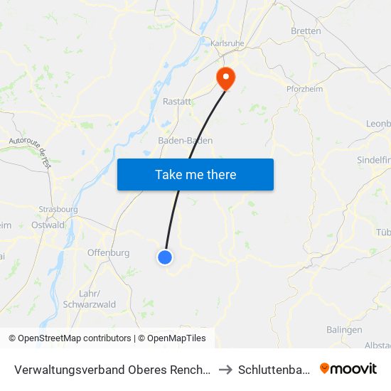 Verwaltungsverband Oberes Renchtal to Schluttenbach map