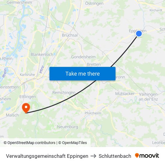 Verwaltungsgemeinschaft Eppingen to Schluttenbach map