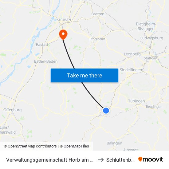 Verwaltungsgemeinschaft Horb am Neckar to Schluttenbach map
