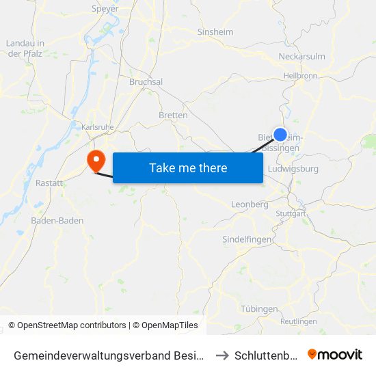 Gemeindeverwaltungsverband Besigheim to Schluttenbach map