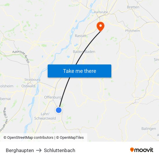 Berghaupten to Schluttenbach map