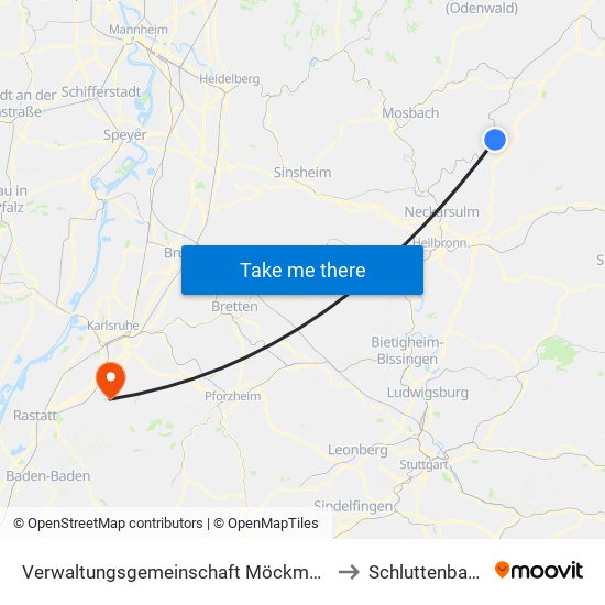 Verwaltungsgemeinschaft Möckmühl to Schluttenbach map