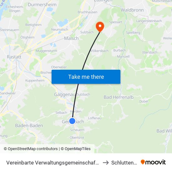 Vereinbarte Verwaltungsgemeinschaft Gernsbach to Schluttenbach map