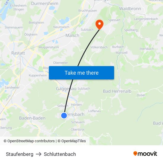 Staufenberg to Schluttenbach map