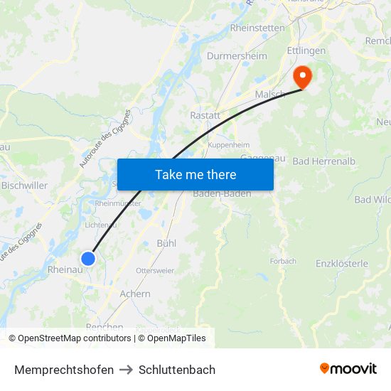 Memprechtshofen to Schluttenbach map