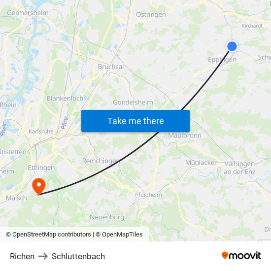 Richen to Schluttenbach map