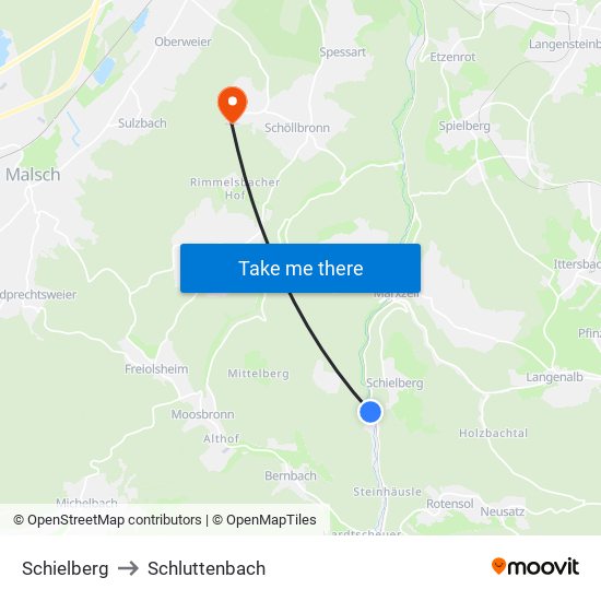 Schielberg to Schluttenbach map