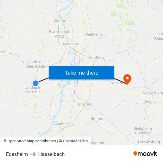 Edesheim to Hasselbach map