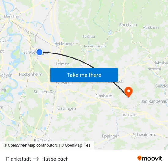 Plankstadt to Hasselbach map