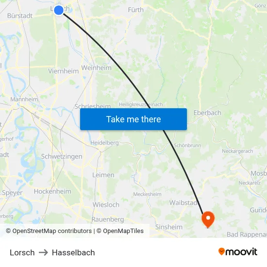 Lorsch to Hasselbach map