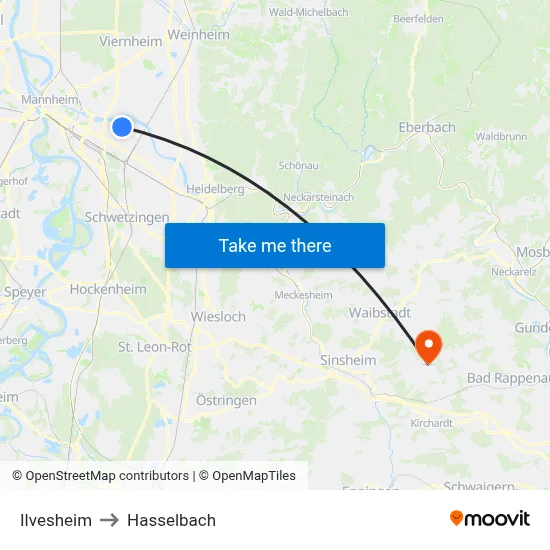 Ilvesheim to Hasselbach map