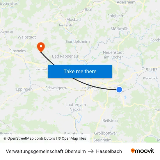 Verwaltungsgemeinschaft Obersulm to Hasselbach map