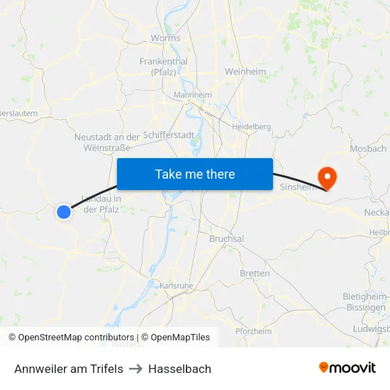 Annweiler am Trifels to Hasselbach map