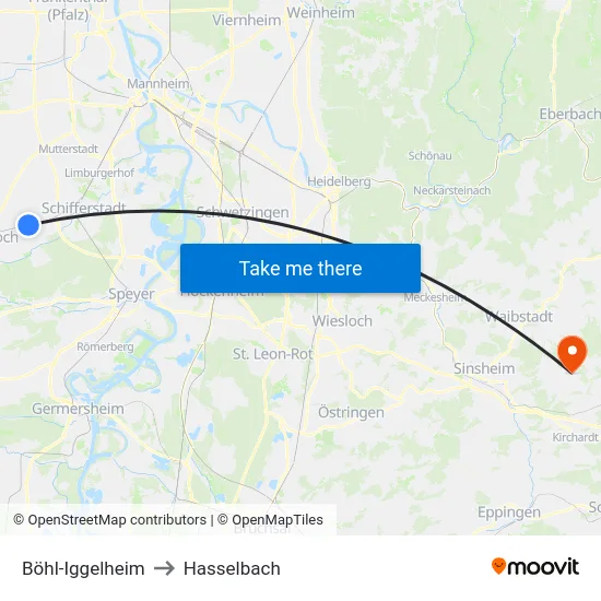 Böhl-Iggelheim to Hasselbach map