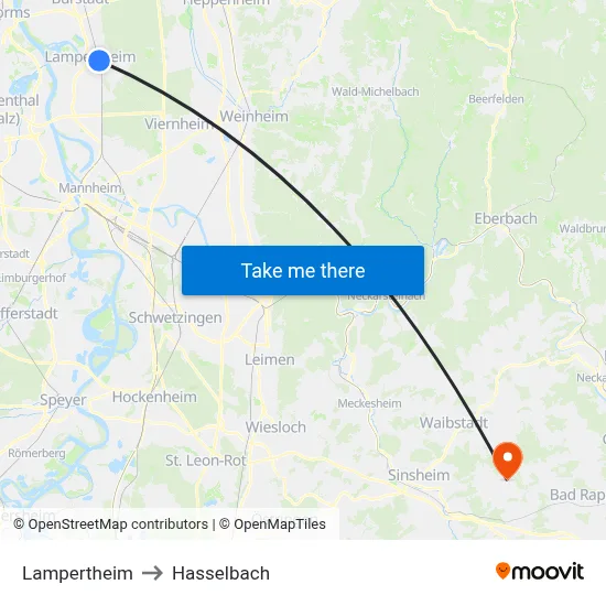 Lampertheim to Hasselbach map