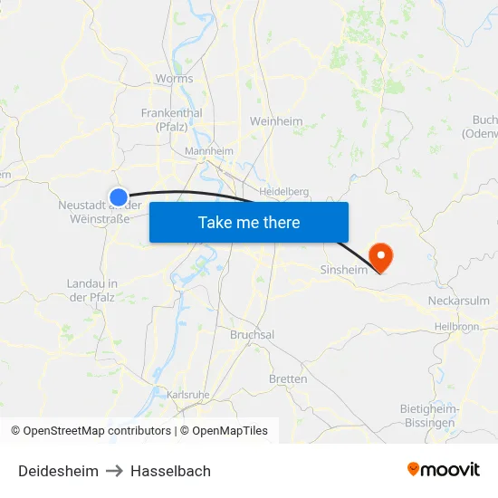 Deidesheim to Hasselbach map