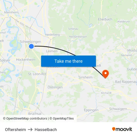 Oftersheim to Hasselbach map