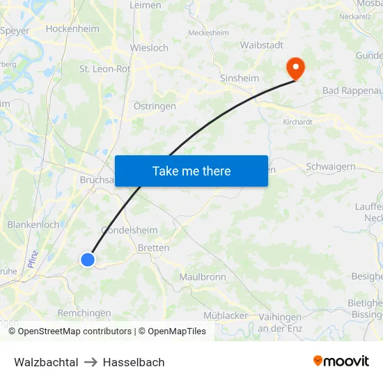 Walzbachtal to Hasselbach map