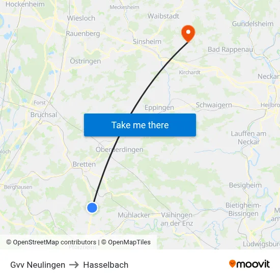 Gvv Neulingen to Hasselbach map