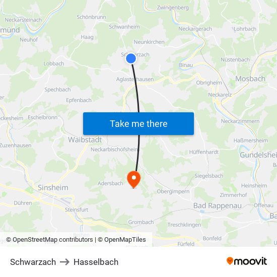 Schwarzach to Hasselbach map
