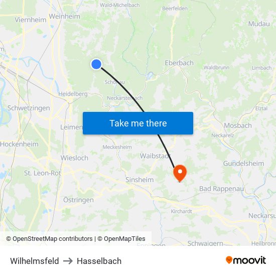 Wilhelmsfeld to Hasselbach map