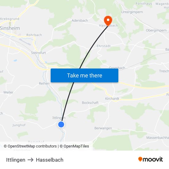 Ittlingen to Hasselbach map