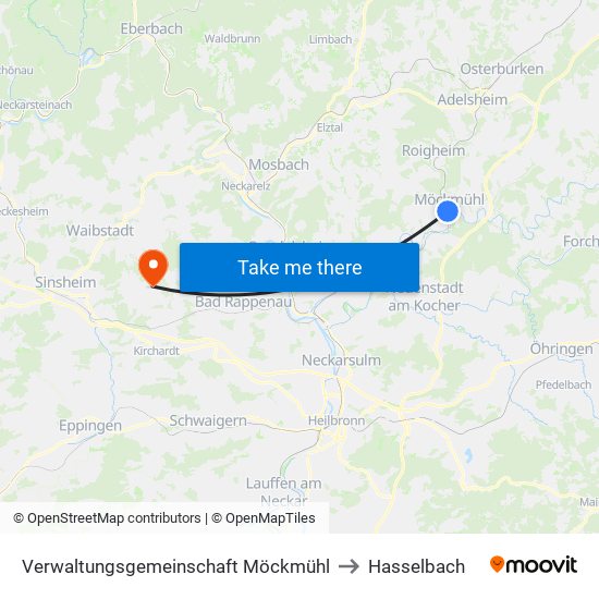 Verwaltungsgemeinschaft Möckmühl to Hasselbach map