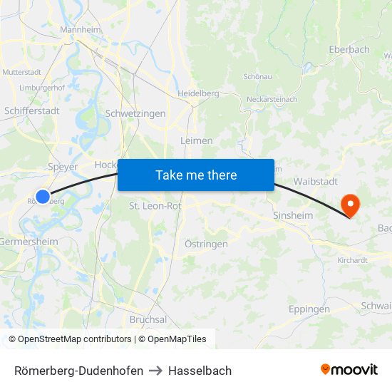 Römerberg-Dudenhofen to Hasselbach map