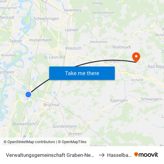 Verwaltungsgemeinschaft Graben-Neudorf to Hasselbach map