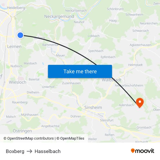 Boxberg to Hasselbach map