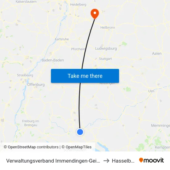 Verwaltungsverband Immendingen-Geisingen to Hasselbach map