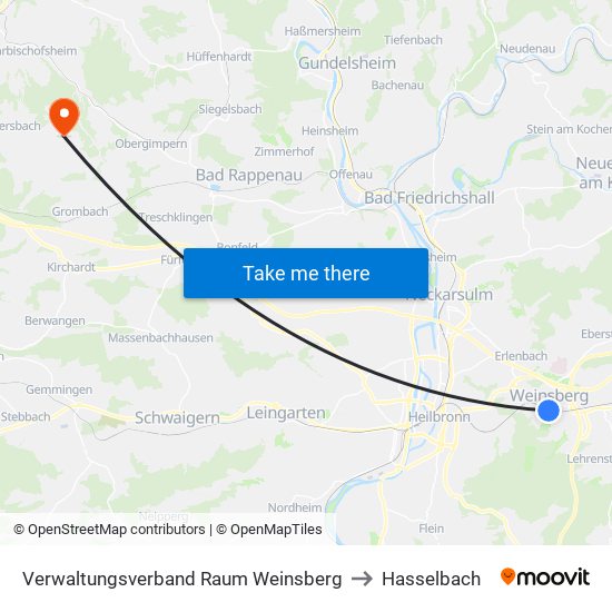 Verwaltungsverband Raum Weinsberg to Hasselbach map