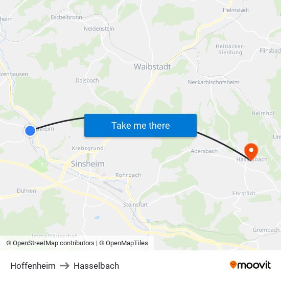 Hoffenheim to Hasselbach map