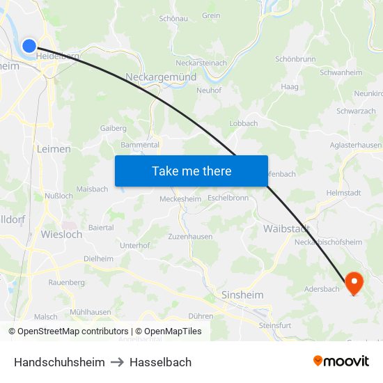 Handschuhsheim to Hasselbach map