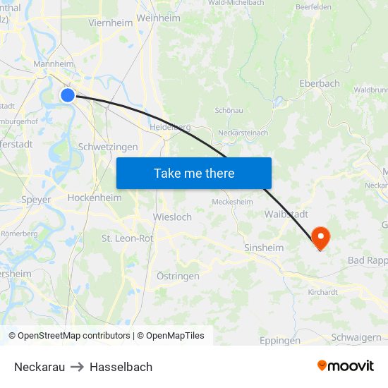 Neckarau to Hasselbach map