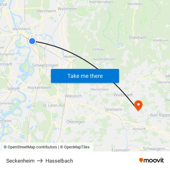 Seckenheim to Hasselbach map
